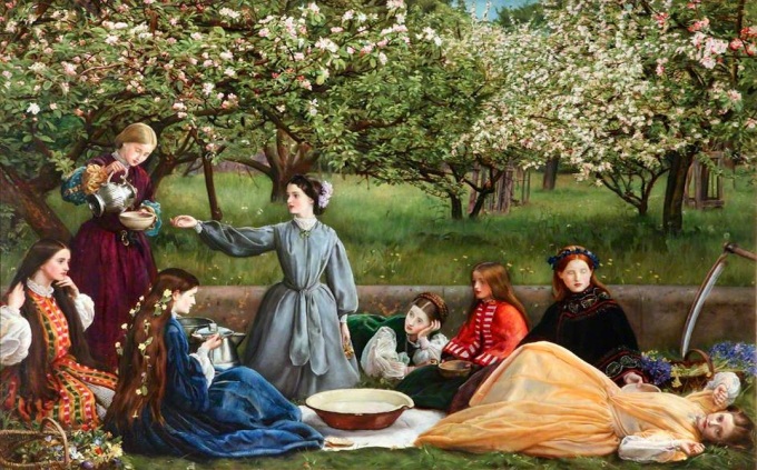 John Everett Millais, 'Spring (Apple Blossoms)', 1856-59