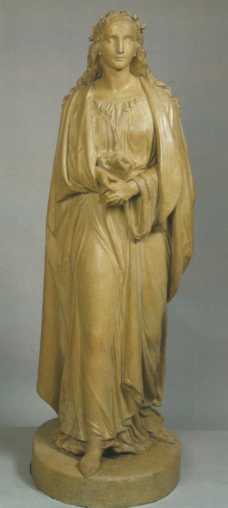 John Hancock, Beatrice, c. 1851. Painted plaster, 183 cm. Victoria & Albert Museum.