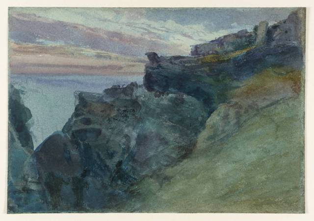 John William Inchbold, Tintagel, 1861. Graphite and watercolour on paper, 17.6 x 25.3 cm. Tate.